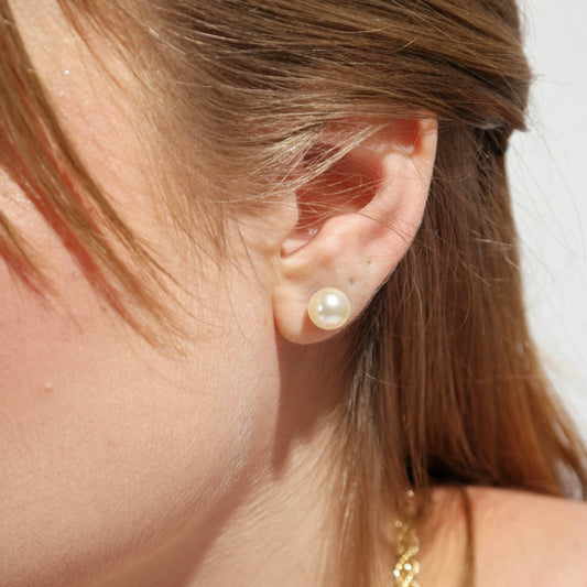 18k Gold Filled  6 mm Classic Pearl Stud