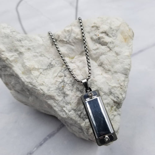 Silver Chain Harmonica Necklace - Front & Company: Gift Store