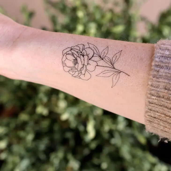 September Birth Flower - Peony Temporary Tattoos