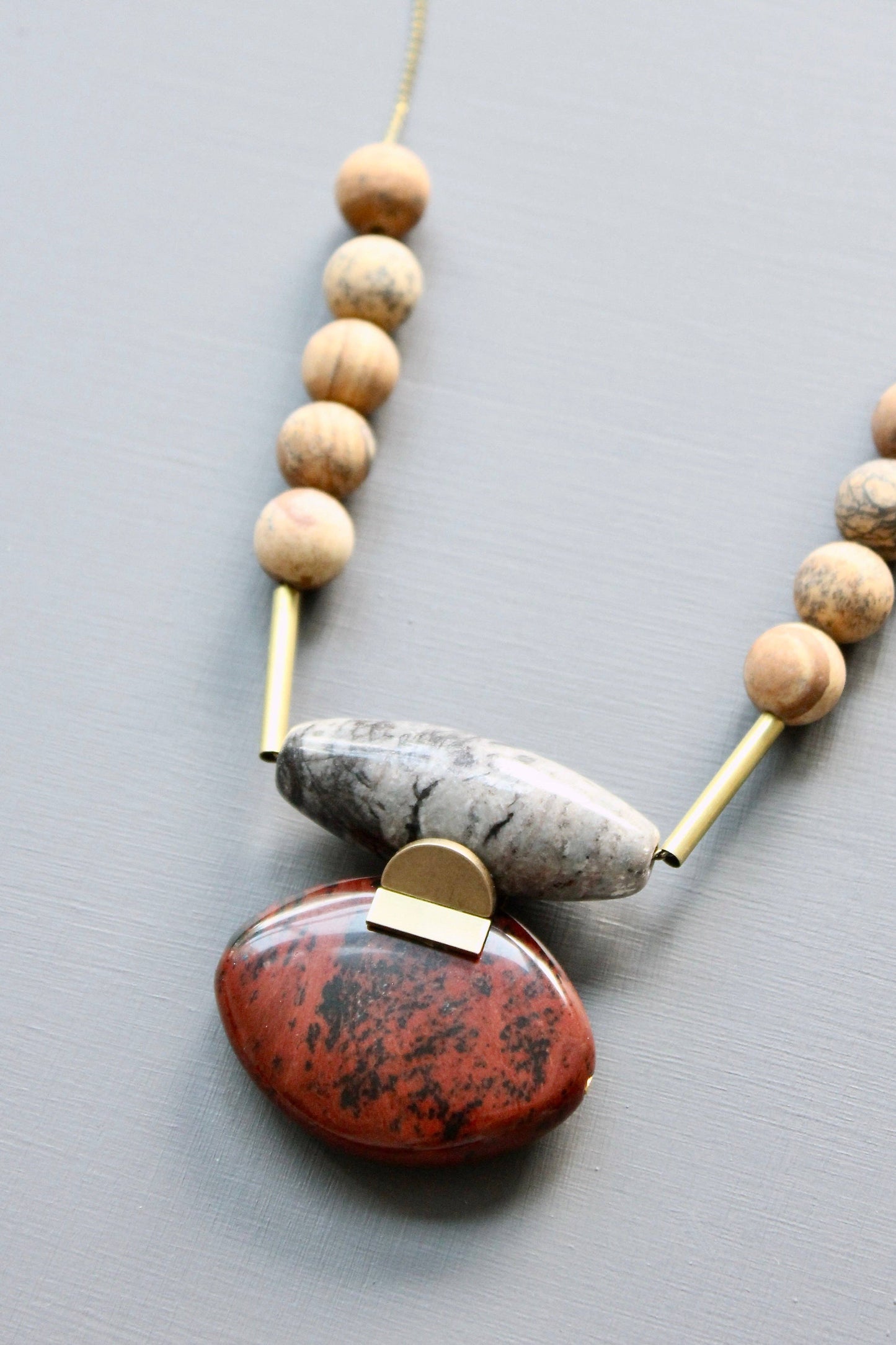 JLT324 jasper Artdeco necklace