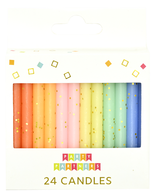 Candle Set - Rainbow Glitter 24CT