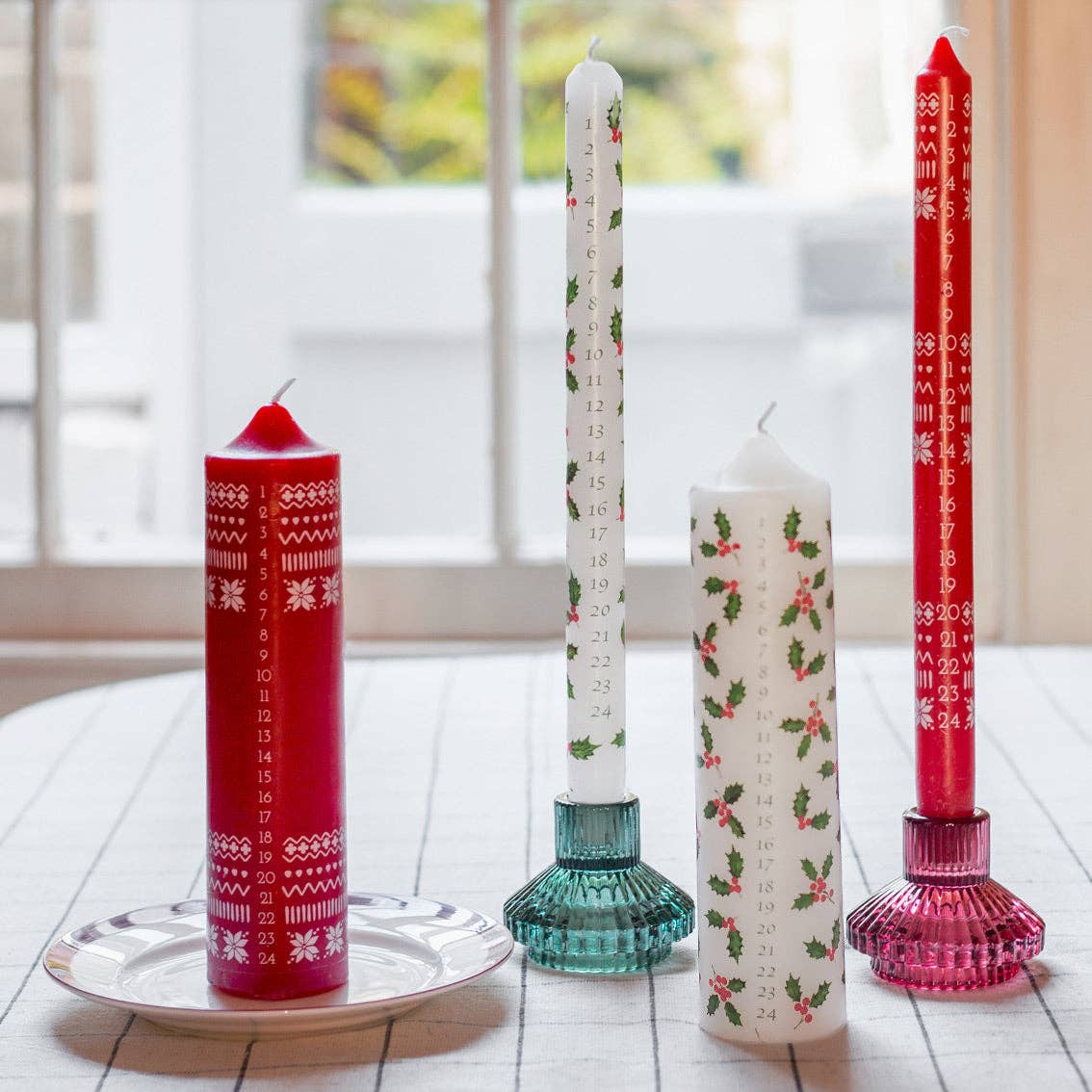 Holly Christmas Advent Candle
