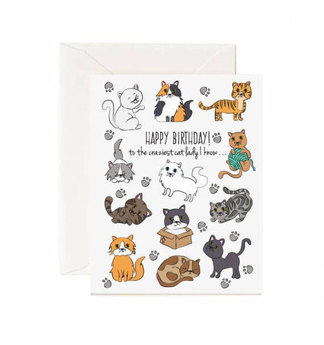 Happy Birthday To The Craziest Cat Lady - Greeting Card - Front & Company: Gift Store