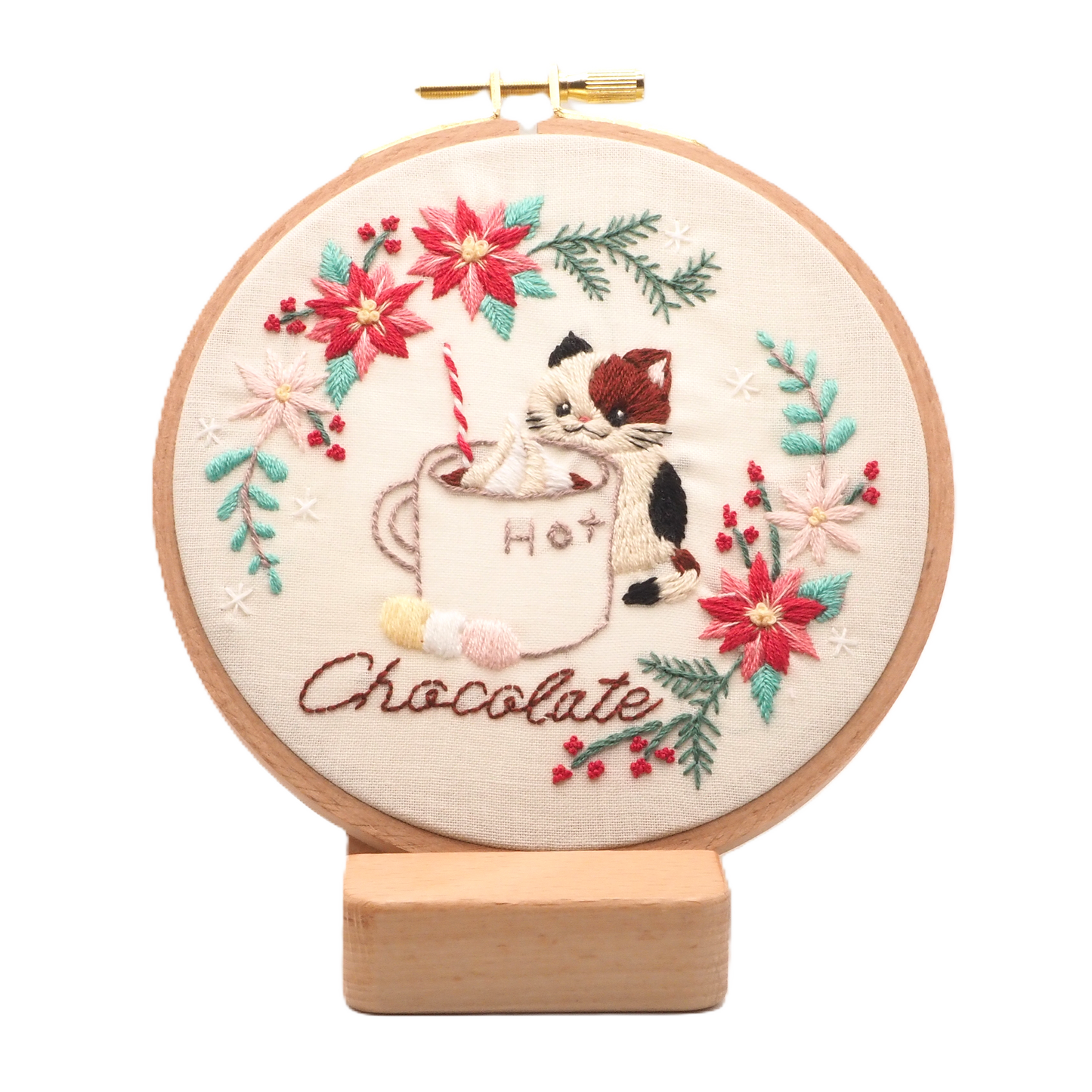 DIY Embroidery Kit Hot Chocolate from Cat & Tea Collection