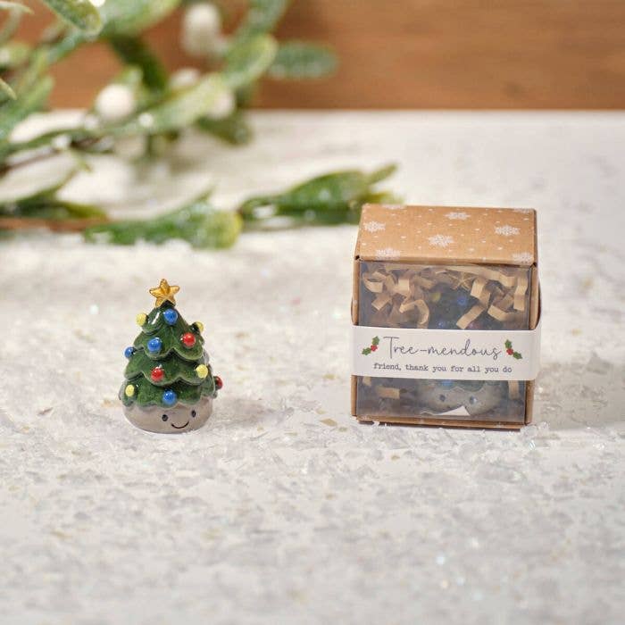 Christmas Tiny World Resin Tree Keepsake Ornament With Gift Box **