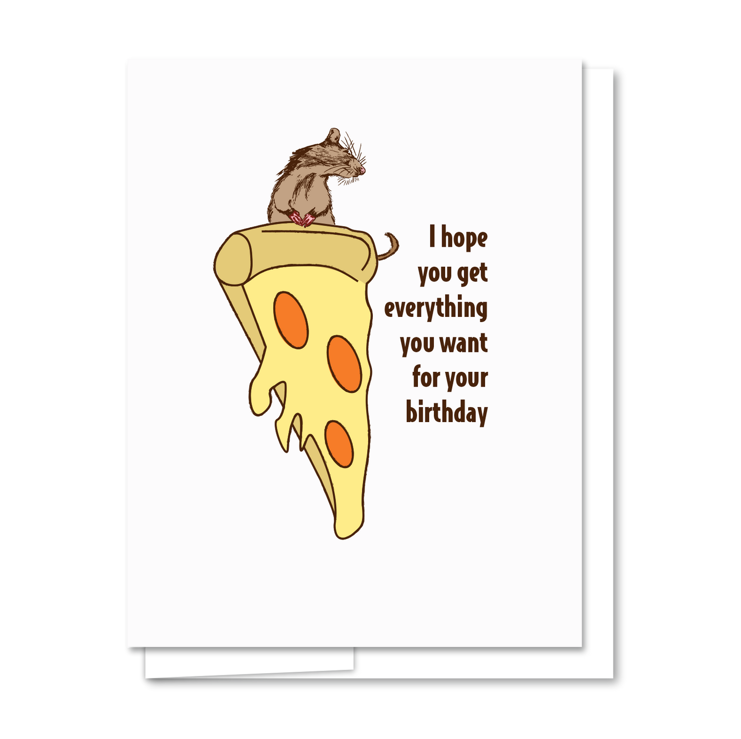 Pizza Rat - Letterpress Funny Birthday Card