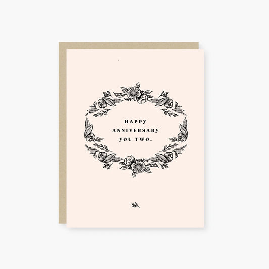 Vintage floral anniversary card