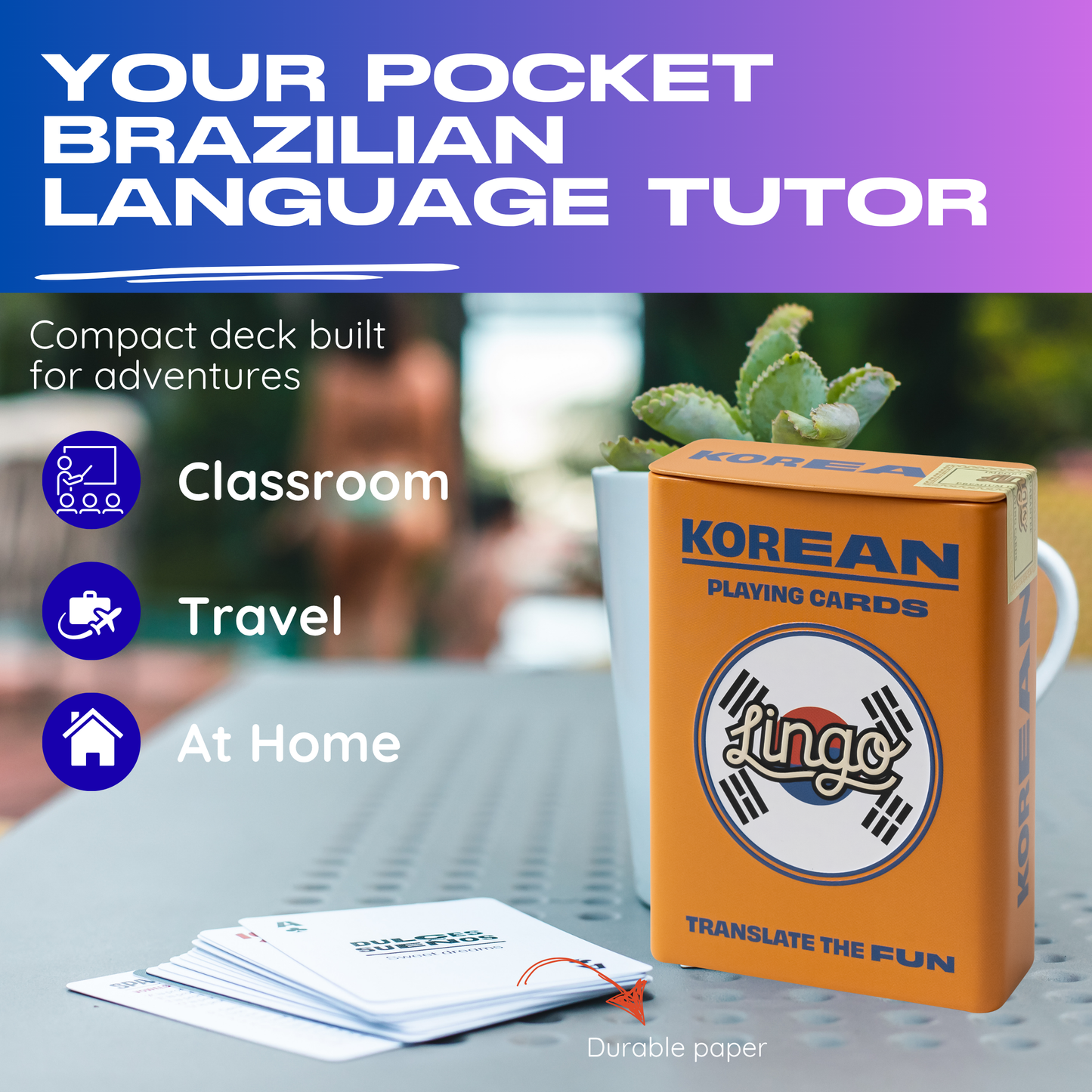 Korean Travel Playing Cards in Tin Travel Case