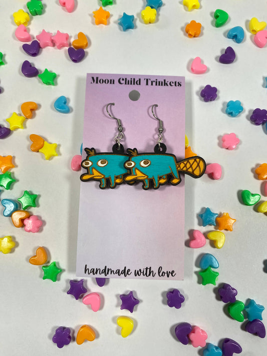 Cartoon Platypus Earrings  Handmade Fandom Jewelry
