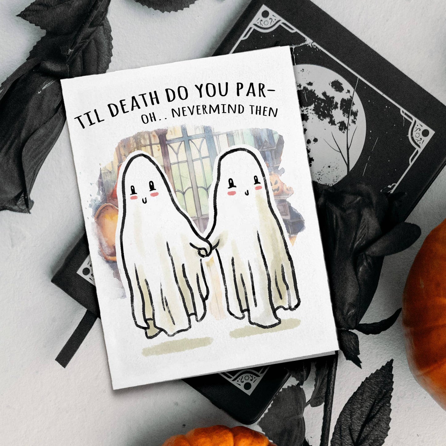 "Til Death do you Par-" - Cute Ghost Horror Wedding Card