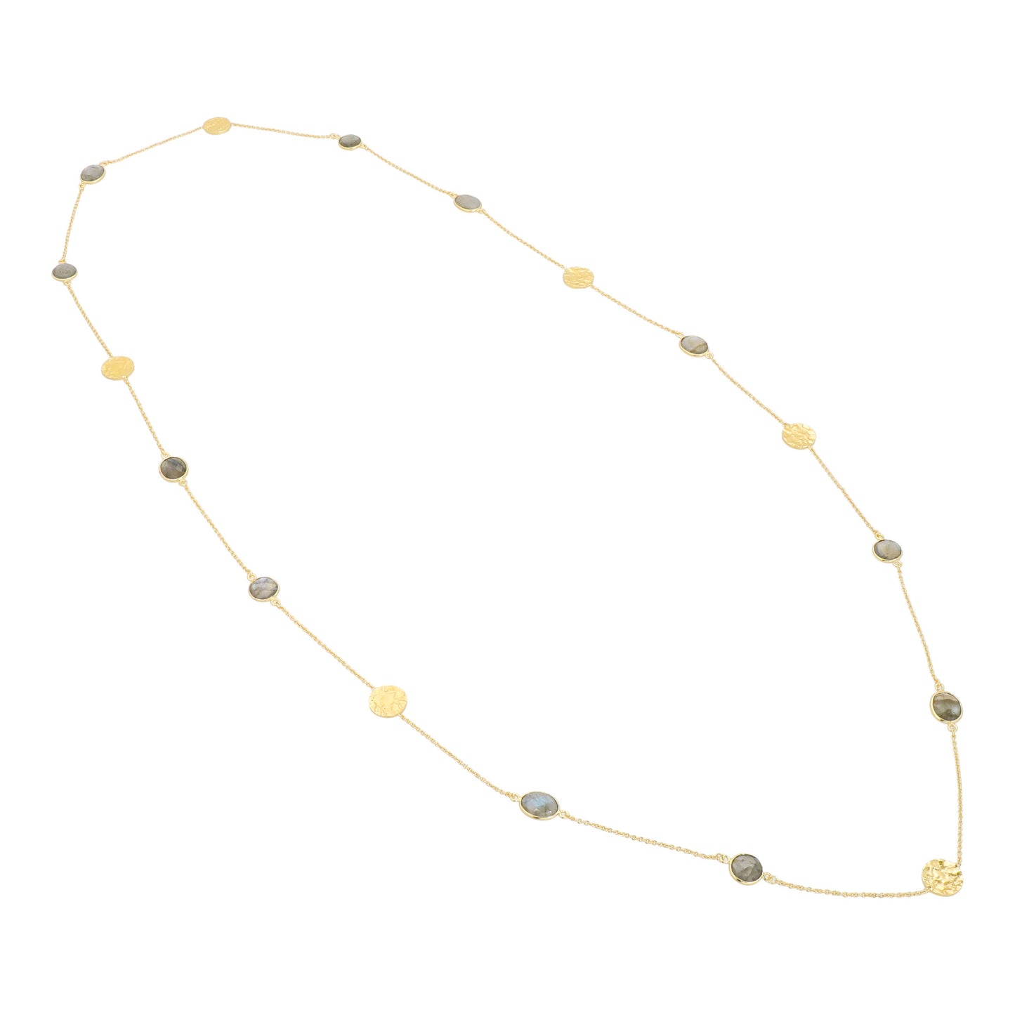 Labradorite and Hammered Disc Necklace