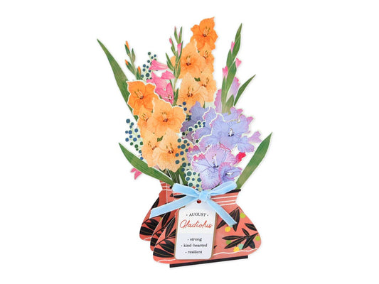 Gladiolus Floral Pop-Up Card with Bow Embellishment