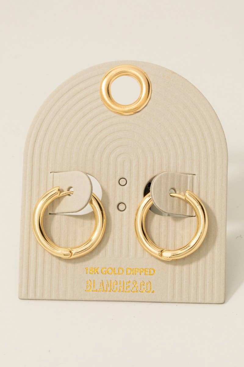 Gold Dipped Tube Hinge Hoop Earrings