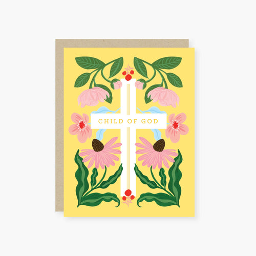 Floral child of God baptism, first communion card - Front & Company: Gift Store