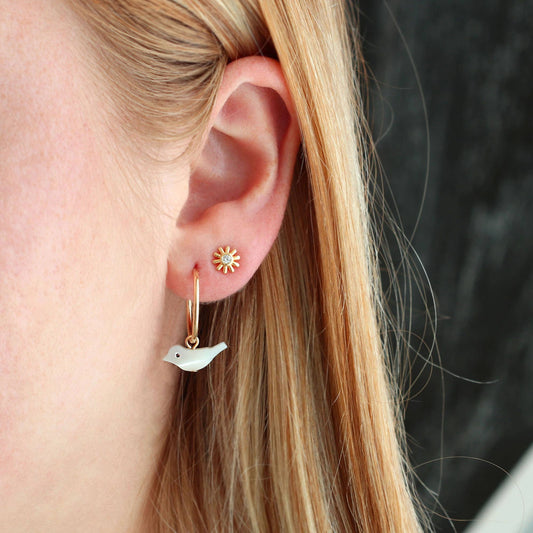 Mother of Pearl Bird Hoop Earrings