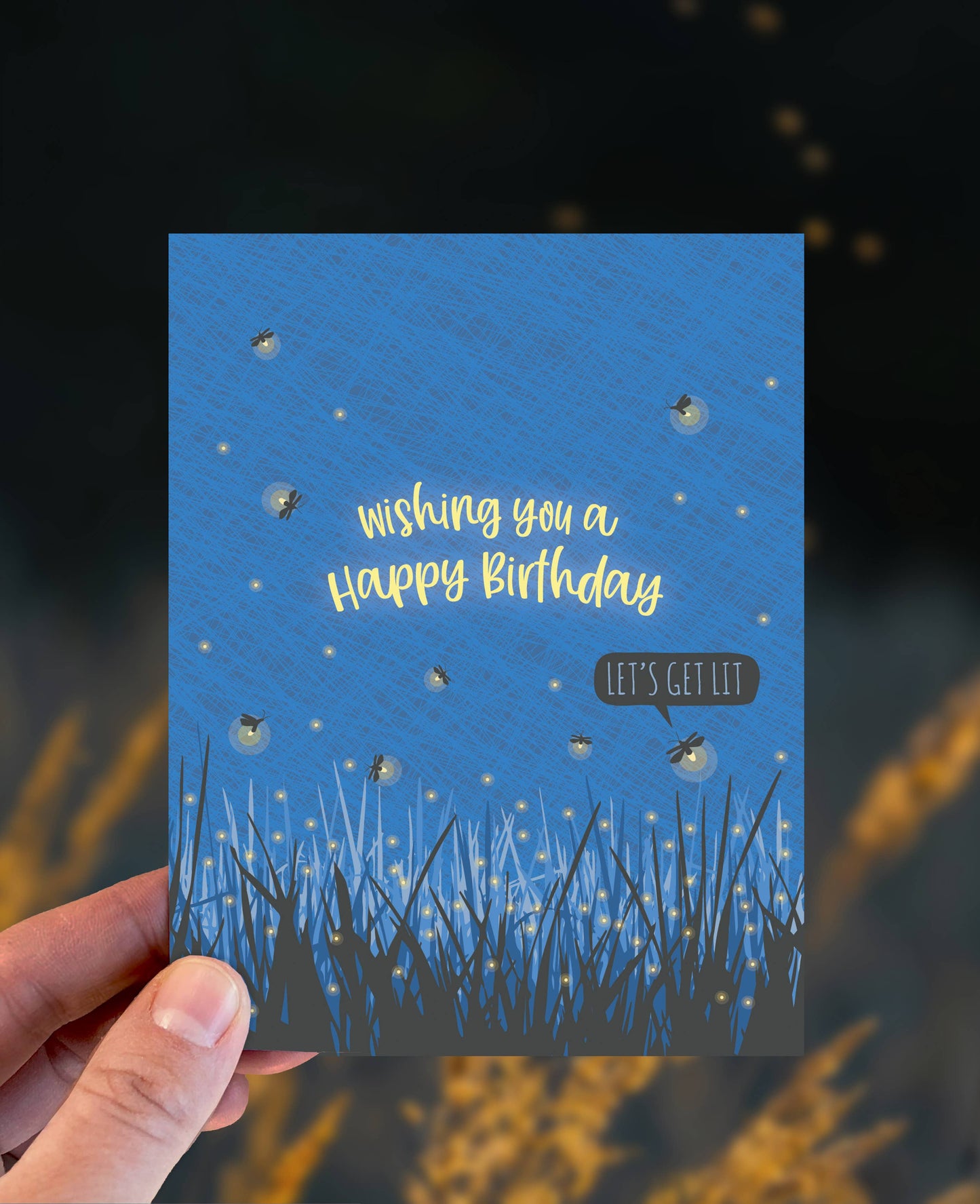 Get Lit Fireflies Birthday Card