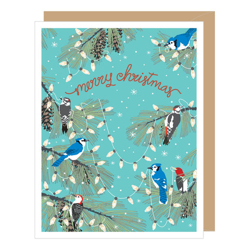 Woodpecker & Blue Jay Christmas Card - Front & Company: Gift Store