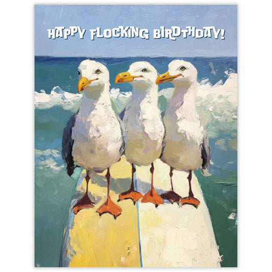 Flocking Seagulls - Recycled Birthday Card for Surfers