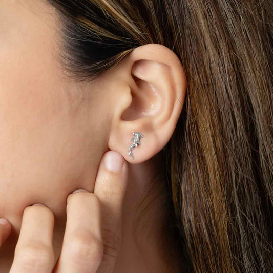 Sterling Silver Tiny Hammerhead Shark Post Earrings 13x5mm