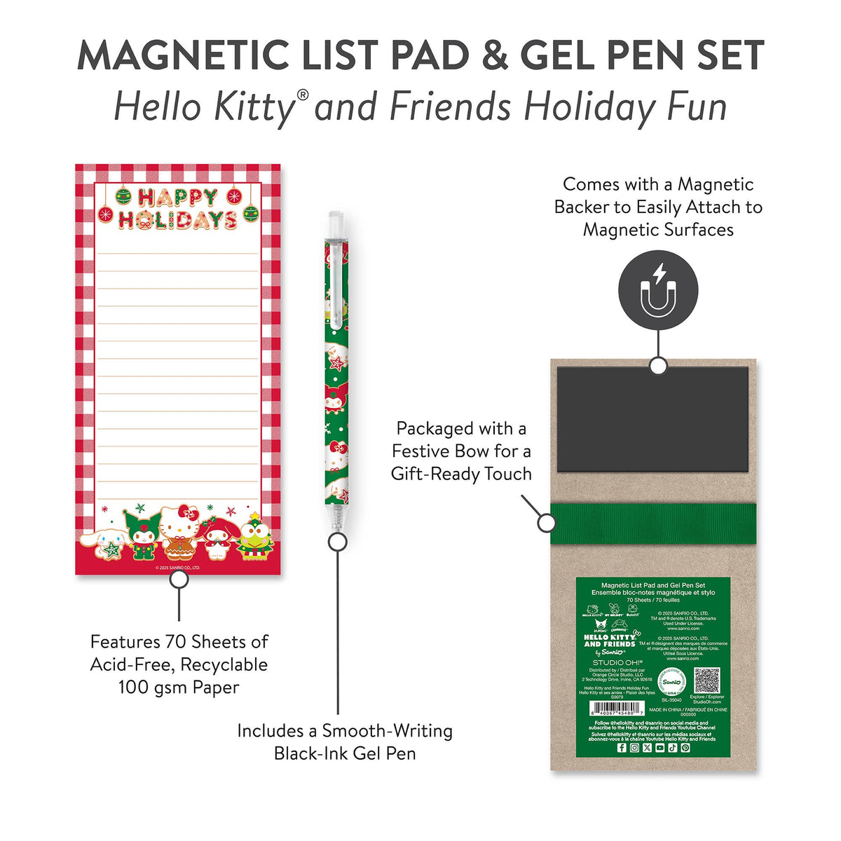 Hello Kitty & Friends Holiday Fun Magnetic List Pad