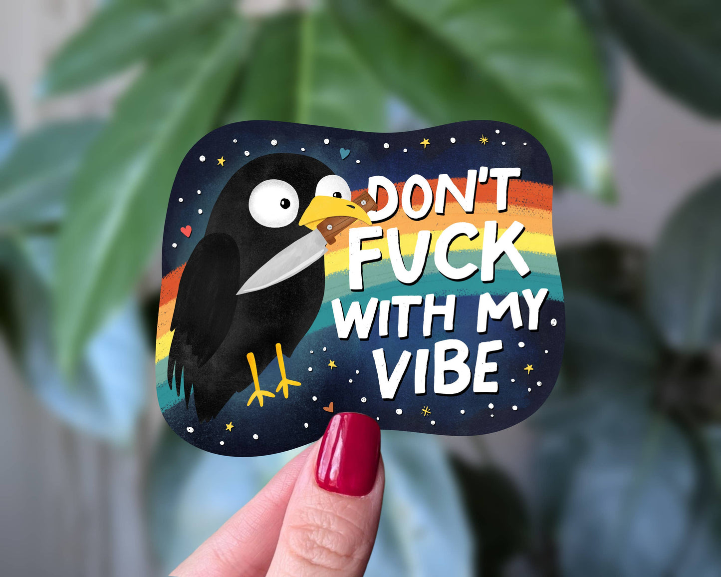 Don't F*ck With My Vibe Sticker “ Funny Raven with Knife