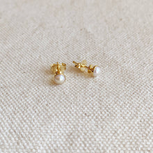 Load image into Gallery viewer, 18k Gold Filled 4mm Simulated Pearl Stud Earrings
