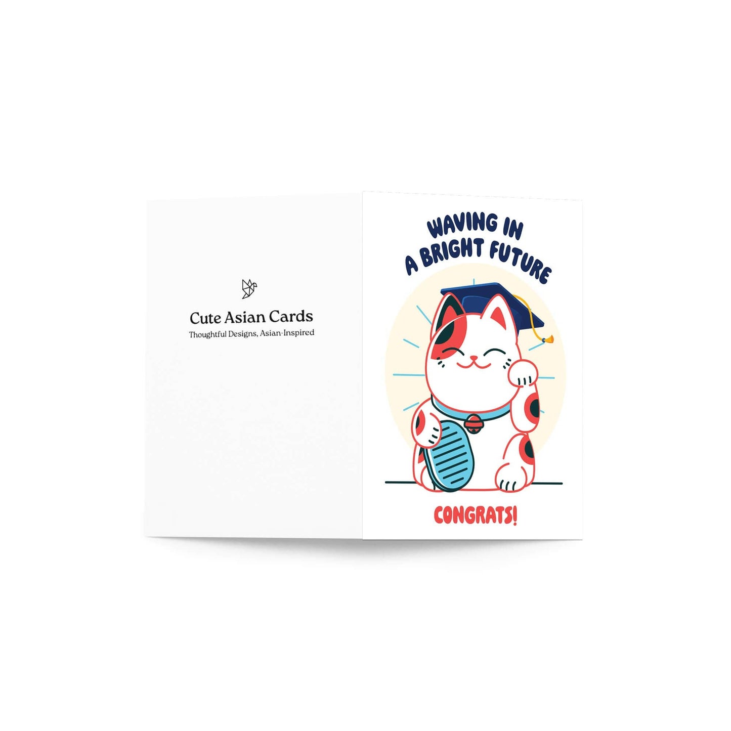 Lucky Cat Graduation Card | Japanese Maneki Neko Congratulations Cap