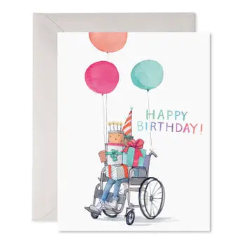 Wheelin' Bday | Wheelchair Birthday Greeting Card - Front & Company: Gift Store