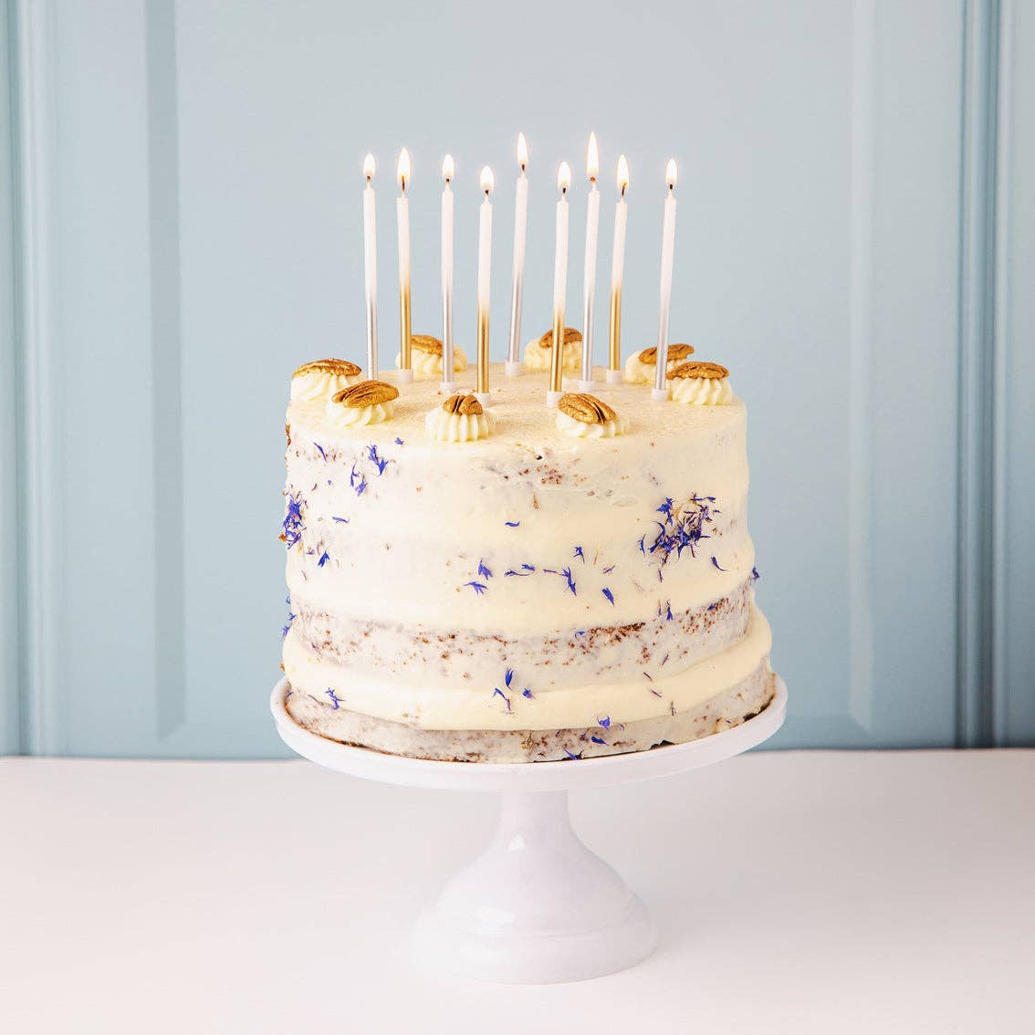 White & Silver Candles - 16 Pack | Birthday Party |