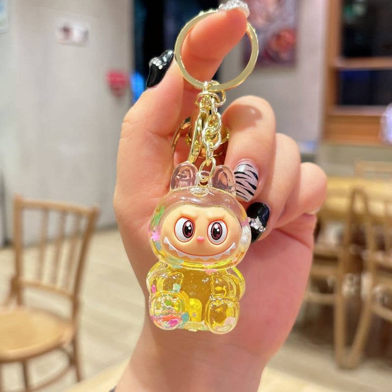 Shiny quicksand labubu keychain bag pendant small gift