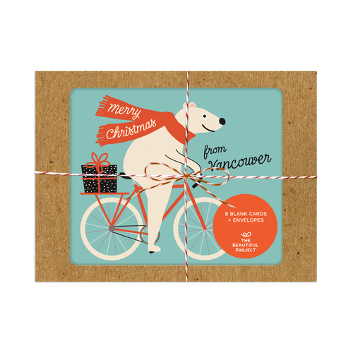 CUSTOM Merry Christmas Bear Biker Card - Front & Company: Gift Store