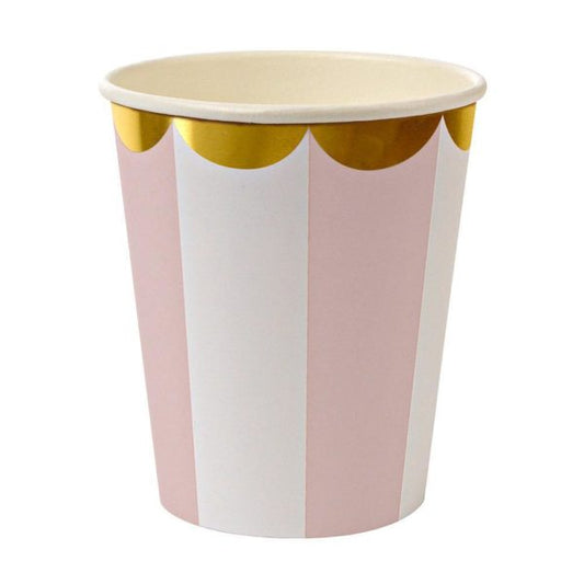 Meri Meri  Pnk Striped Cup S/8