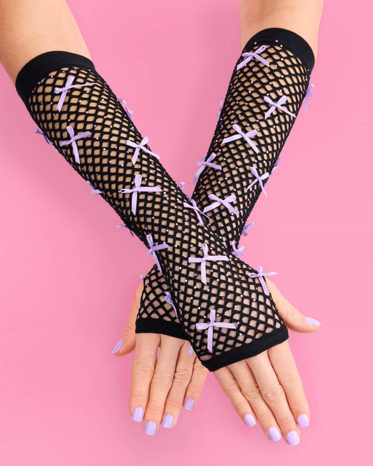 Fishnet Bow Concert Gloves, Birthday Accessory, Bach Party