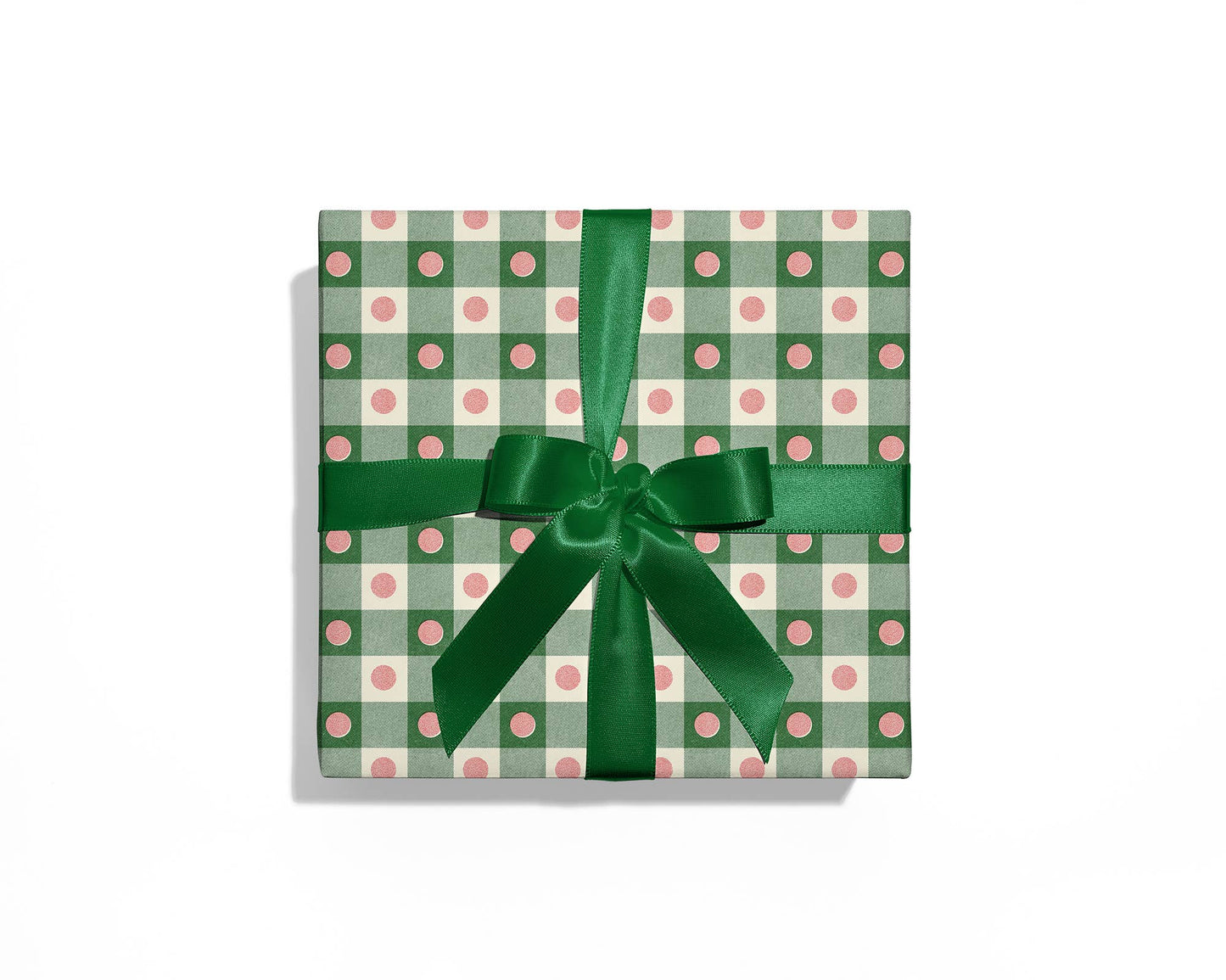 Green Wrapping Paper Pink Dots- 3 Sheet Roll