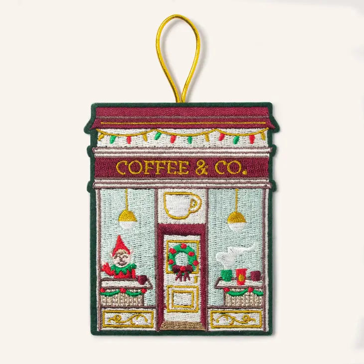 Embroidered Ornament Coffee Shop Ornament