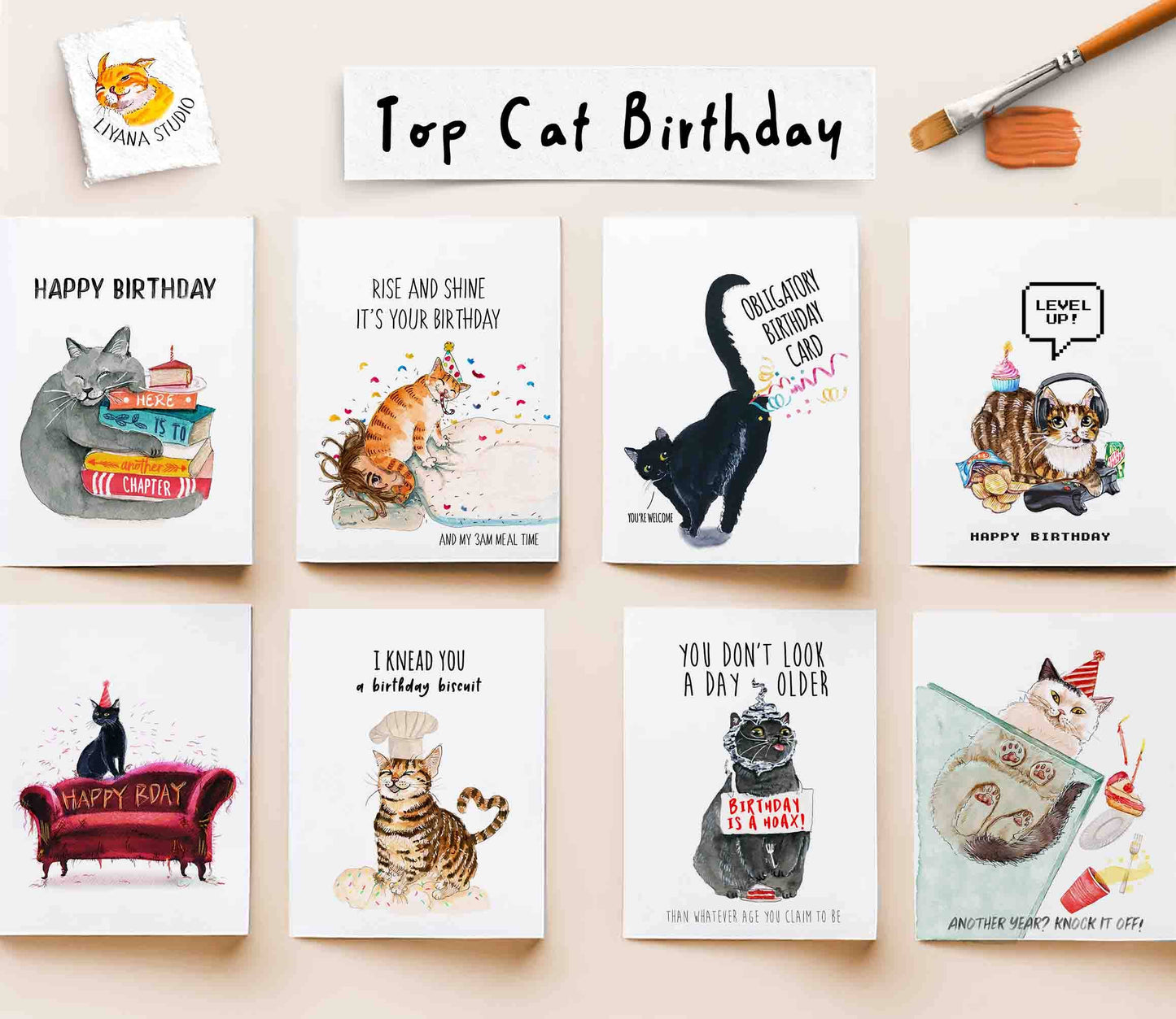 Video Gamer Cat - Funny Birthday Card
