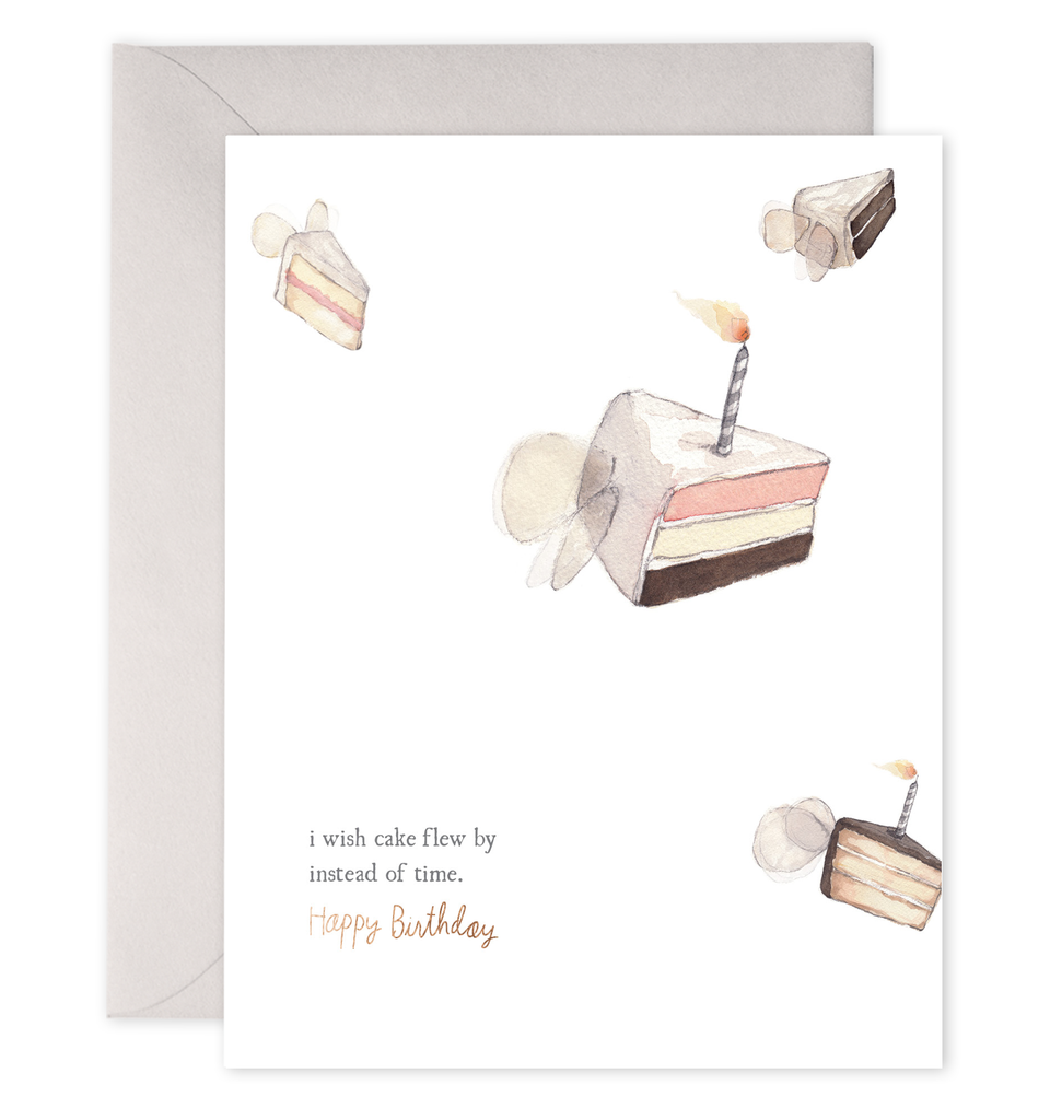 Flying Cake Birthday Greeting Card