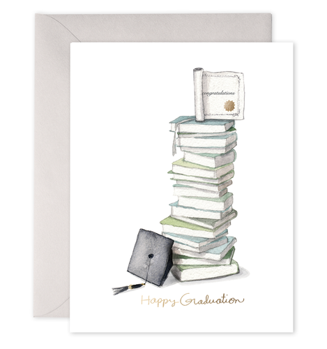 Grad Book Stack | Graduation Greeting Card - Front & Company: Gift Store