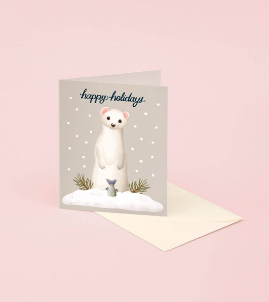 Weasel Happy Holidays Christmas Card