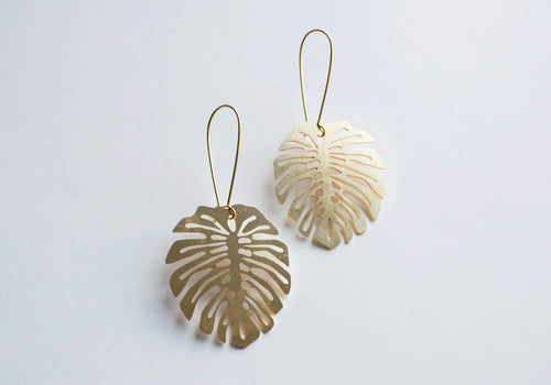 Monstera Deliciosa Leaf Earrings - Front & Company: Gift Store