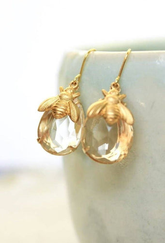 Honey Bee Earrings - glass drop earrings - Front & Company: Gift Store