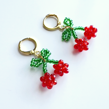 Load image into Gallery viewer, Dainty Beaded Cherry Earrings | Beaded Earrings
