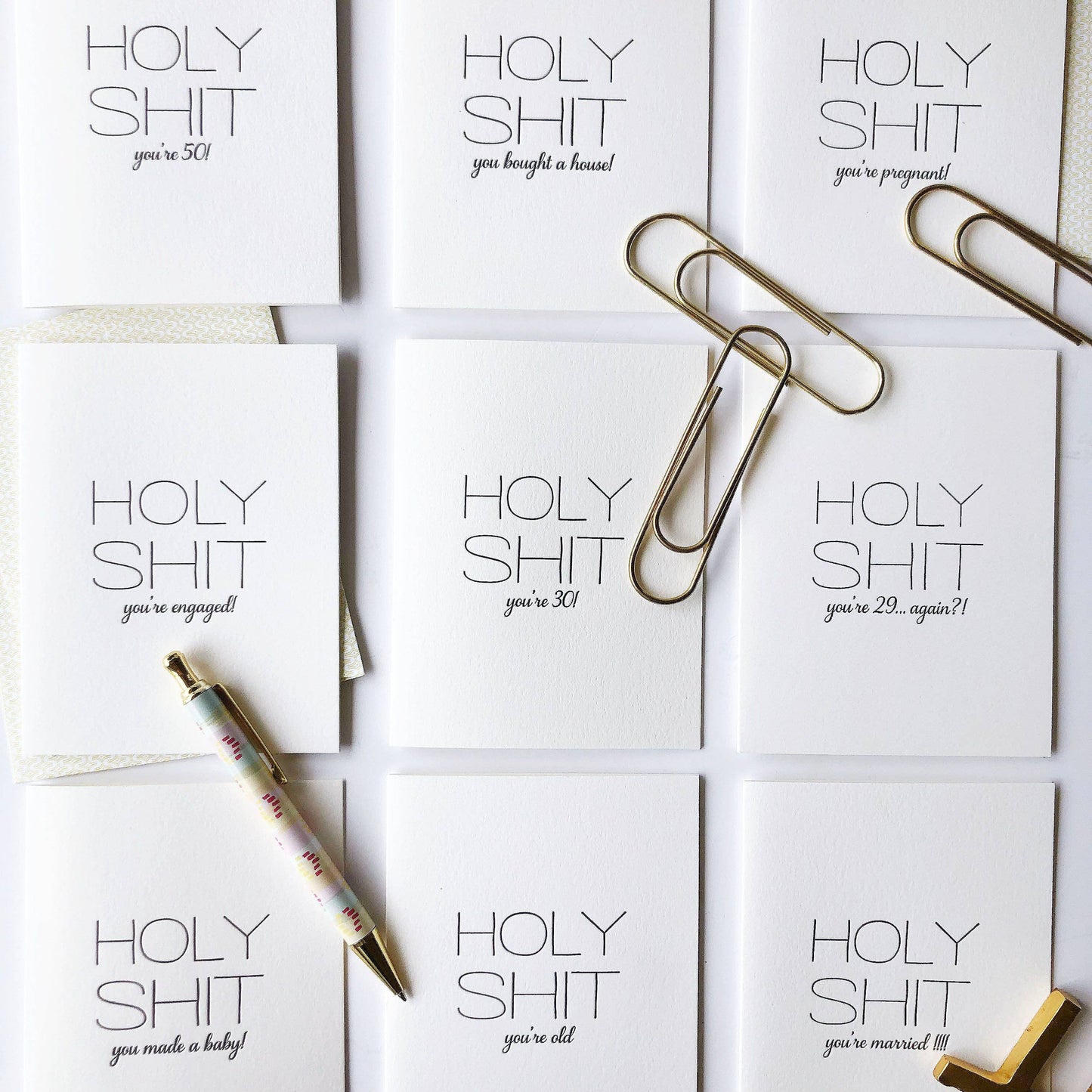Holy Shit Pregnant - Letterpress Baby Congrats Card