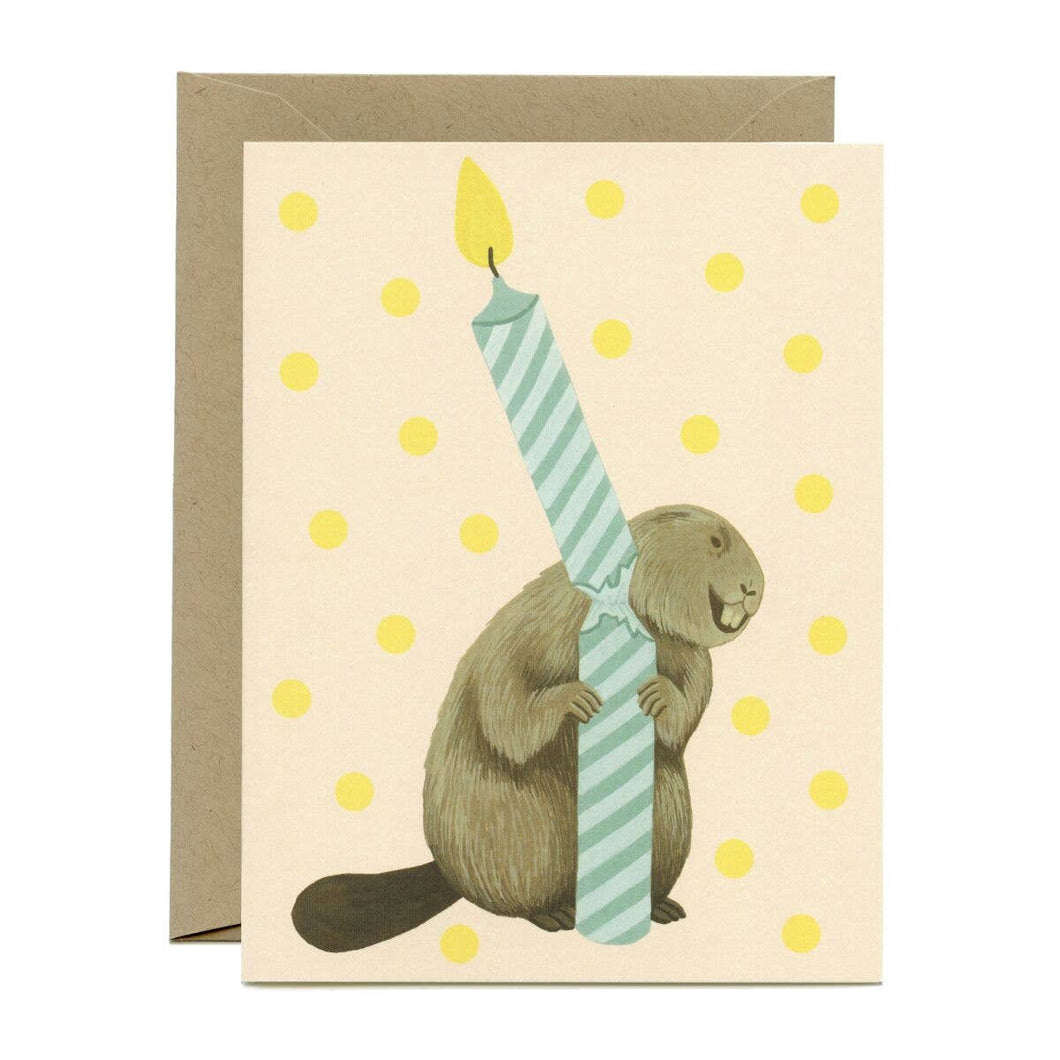 Beaver Candle Birthday Card