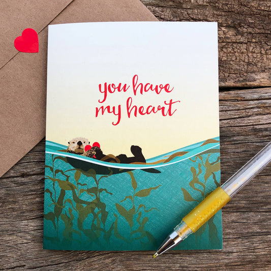 You Have My Heart Sea Otter Love Card