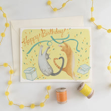 Load image into Gallery viewer, Happy Cats Confetti &amp; Streamers Birthday Card
