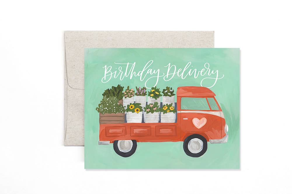 Flower Truck Birthday Greeting Card