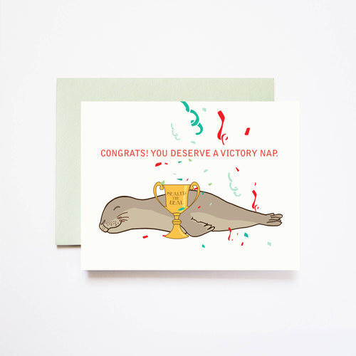 Congrats Victory Nap Greeting Card - Front & Company: Gift Store