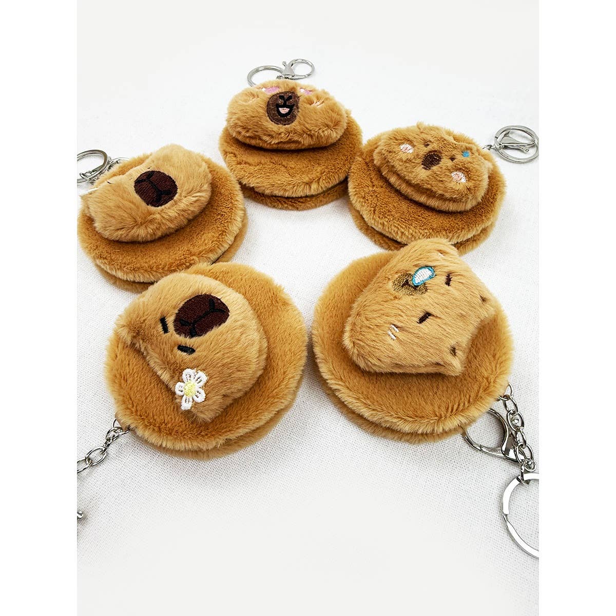 Capybara Plush Compact Mirror with Key Ring