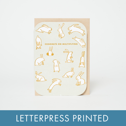 Multiplying Baby Rabbits Letterpress Greeting Card by Egg Press